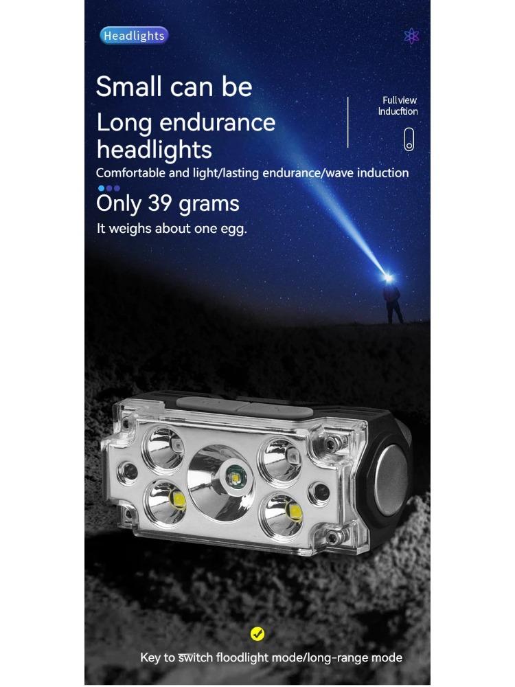 Mini Strong 5LED Headlamp Motion Sensor Headlight Outdoor Camping Fishing USB Rechargerable Portable Flashlight Head Lamp