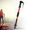 Outdoor Aluminium Alloy 4 Sections Suspension Straight Handle Trekking Pole Walking Stick Alpenstock for Climbing