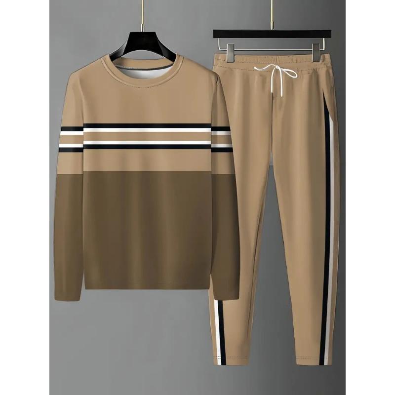 Vintage Trainingsanzug Frühling Übergroßes Set Druck Langarm T-Shirt+Hose Jogger Sportbekleidung Lässig Streetwear 2-teiliger Anzug