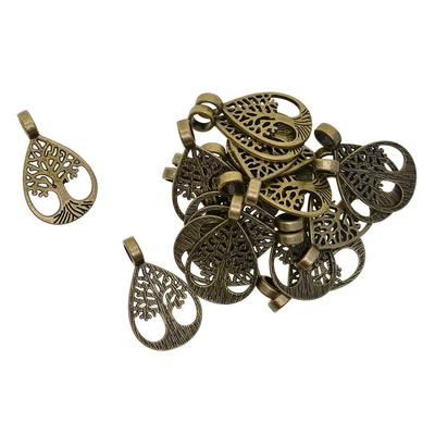 20 Pieces Bronze Filigree Tear Drop Tree of Life DIY Charms Pendants