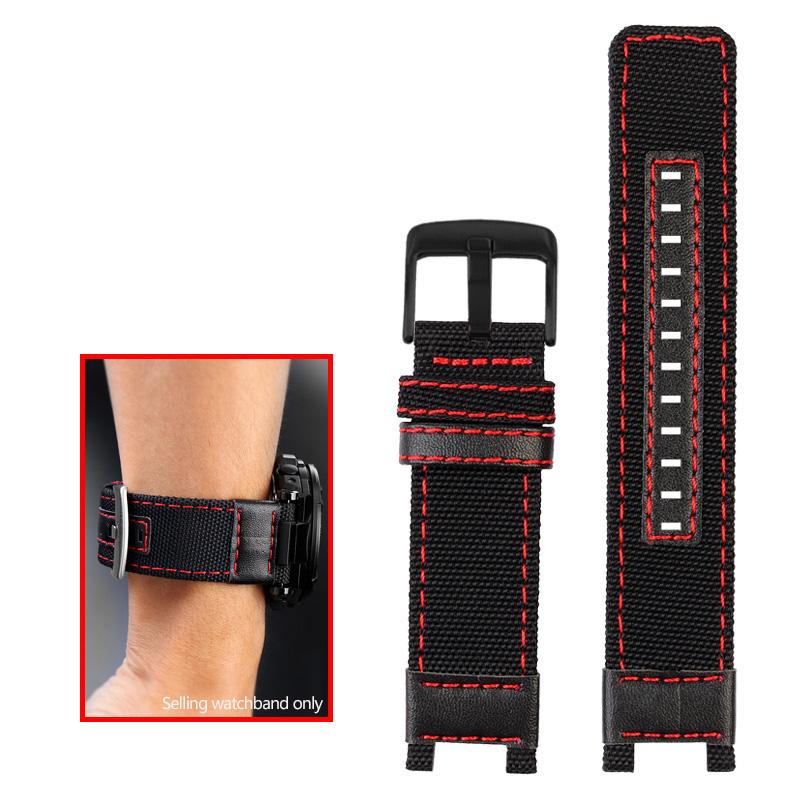 Nylon Canvas Leather Watchband For G-shock Casio GST-B100/S130/S100G/W300G/W330/400G/410 GST-W120L/S120/W130L/S110 Mens Strap