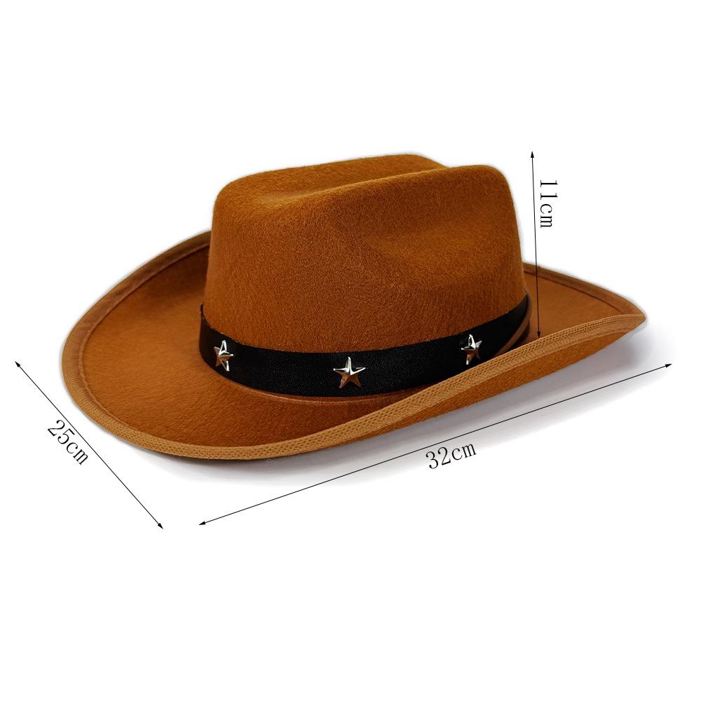 Pentagramm-Nieten Western Cowboyhut für Kinder Rosa Stern-Nieten Gürtel Reiter Zylinder für Jungen und Mädchen Karnevalsparty