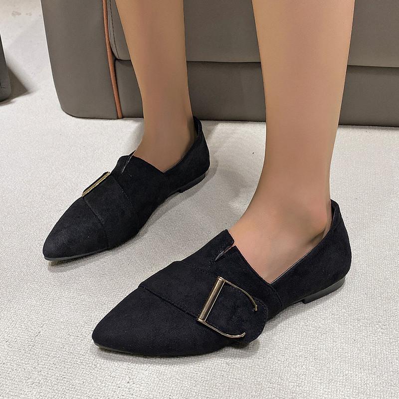 Spring and Autumn Footwear Plus Size Pointed Shoes Joker Flat-bottomed Soft Leather Women's Shoes