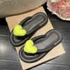 Fashion Rainbow Color Flip Flops Women Outwear 2025 Summer New Heart Beach Soft Sole Slippers Indoor Paltform EVA Home Wear Women Shoes