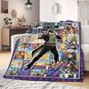 JoJo's Bizarre Adventure Cartoon Flannel Blanket, Printed Design for Bed and Sofa, Soft Home Decor, Picnic Travel Blanket_LIAN