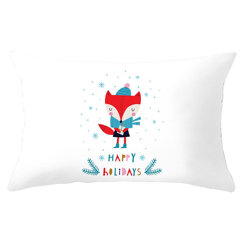 New Christmas Peach Skin Lumbar Pillowcase Cartoon Print Series Sofa Cushion Cover Throw Pillow Cover