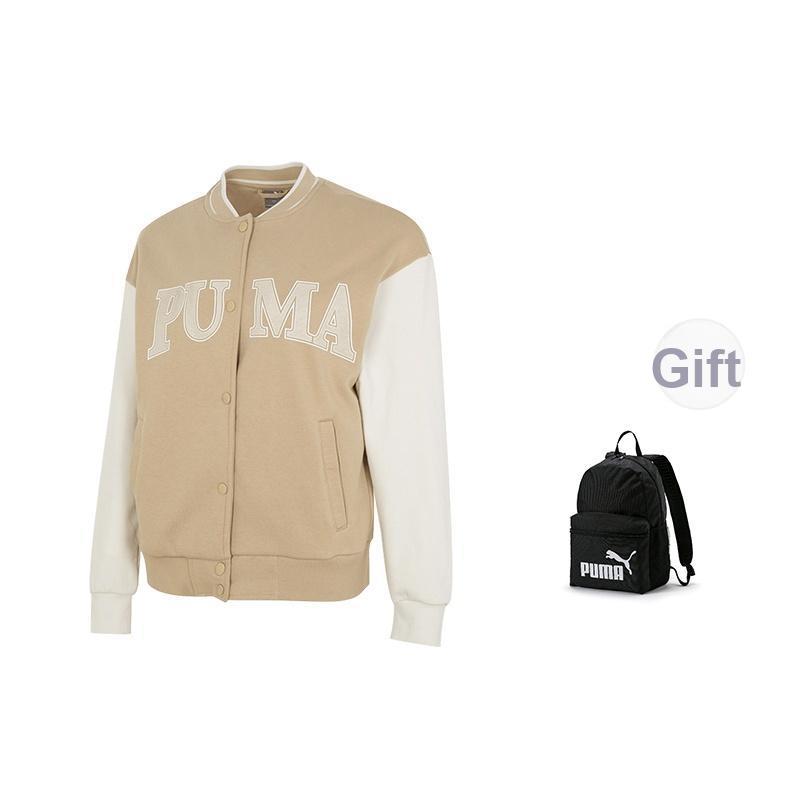 Puma Buchstabenaufdruck Lässige einreihige Langarmjacke Damenjacken Khaki 682179-83