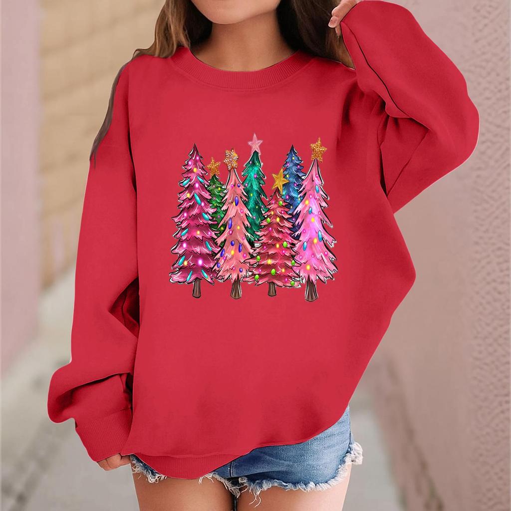 Children's Fashionable Casual Long-sleeved Loose Christmas Print Pullover Sweatshirt