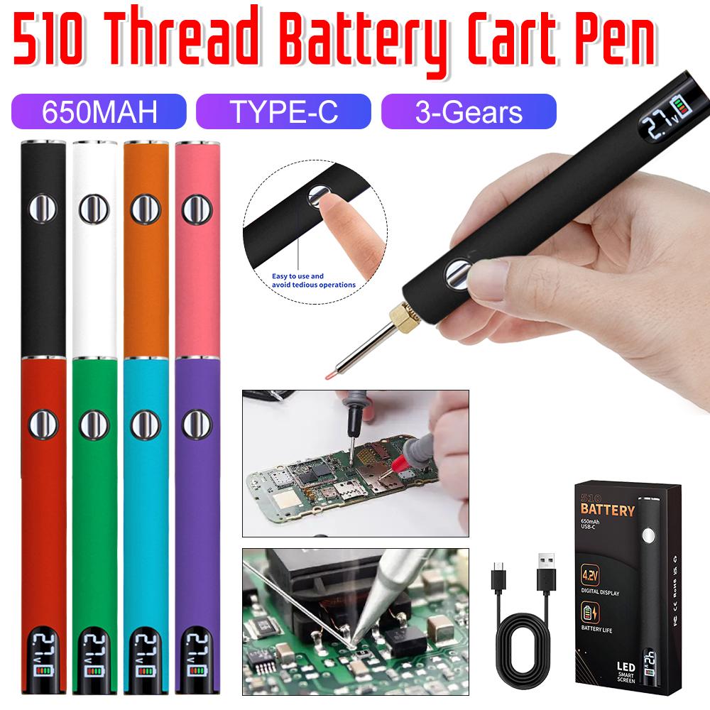 510 Schroefdraad Batterij Cart Pen 650mAh Batterij Digitale 510 Elektrische Soldeerbout Elektrische Soldeerbout Pen Soldeer Reparatiegereedschap