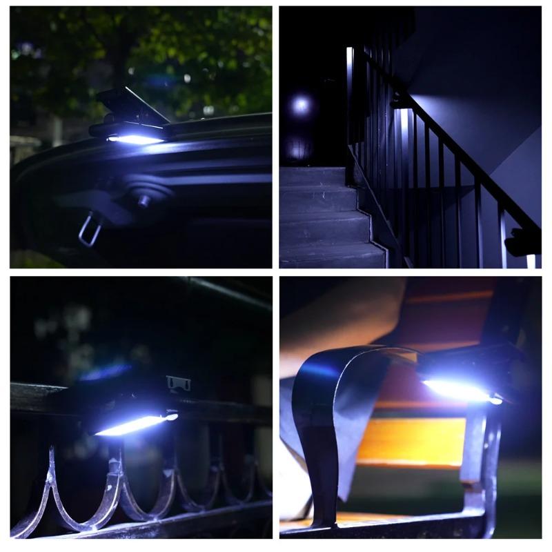 Luce Solare a LED con Clip Induzione Umana Intelligente Luce da Giardino Esterno Impermeabile Lampada da Esterno per Tenda Garage Cortile Alta Luminosità