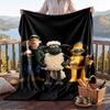 Warm Flannel Blanket Shaun the Sheep Pattern, Lightweight Comfortable Throw Blanket for Bed Sofa Use