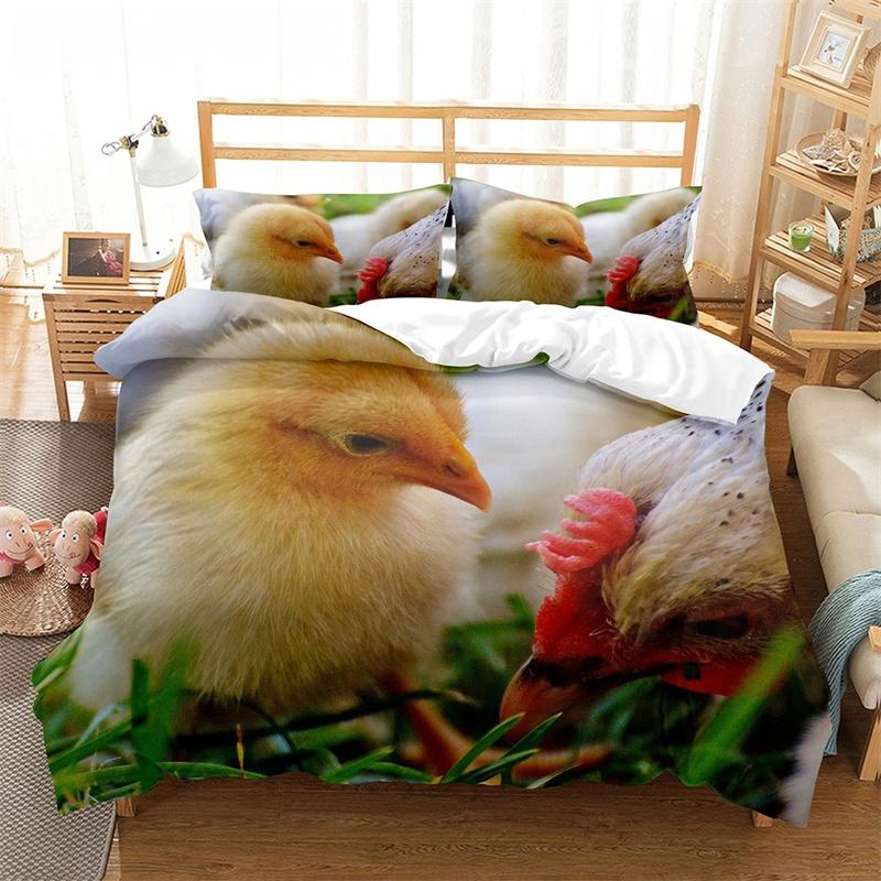 Farm Chicken King Queen Full Duvet Cover Hen Lovely Chick Bedding Set Family Animal Quilt Cover 2/3pcs Polyester Comforter Cover