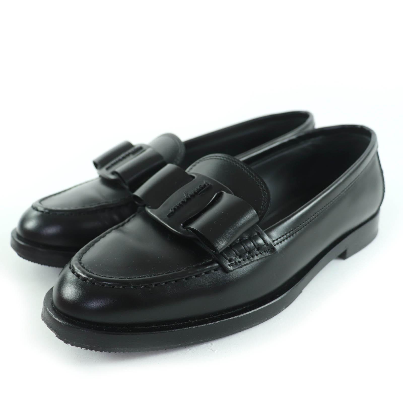 Отличные лоферы Salvatore Ferragamo Vala Ribbon Кожа черные Женские 5.5 0750592 Б/у