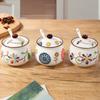 4 Piece Ceramic Spices Container Set Includes Decorative Tray Durable Kitchens Organizers for Spices Condiments