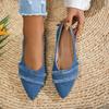 Stylish Pointed Flat Single Shoes, Fabric Versatile Slip-on Casual Women's Shoes