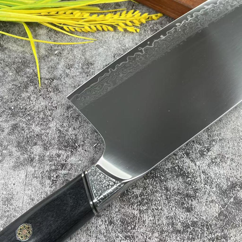 7.3 Inch Slicing Knife Welding Damascus Steel Blade Wood Handle Chef Cleaver Meat Cutting Vegetables Kitchen Knife China Messer