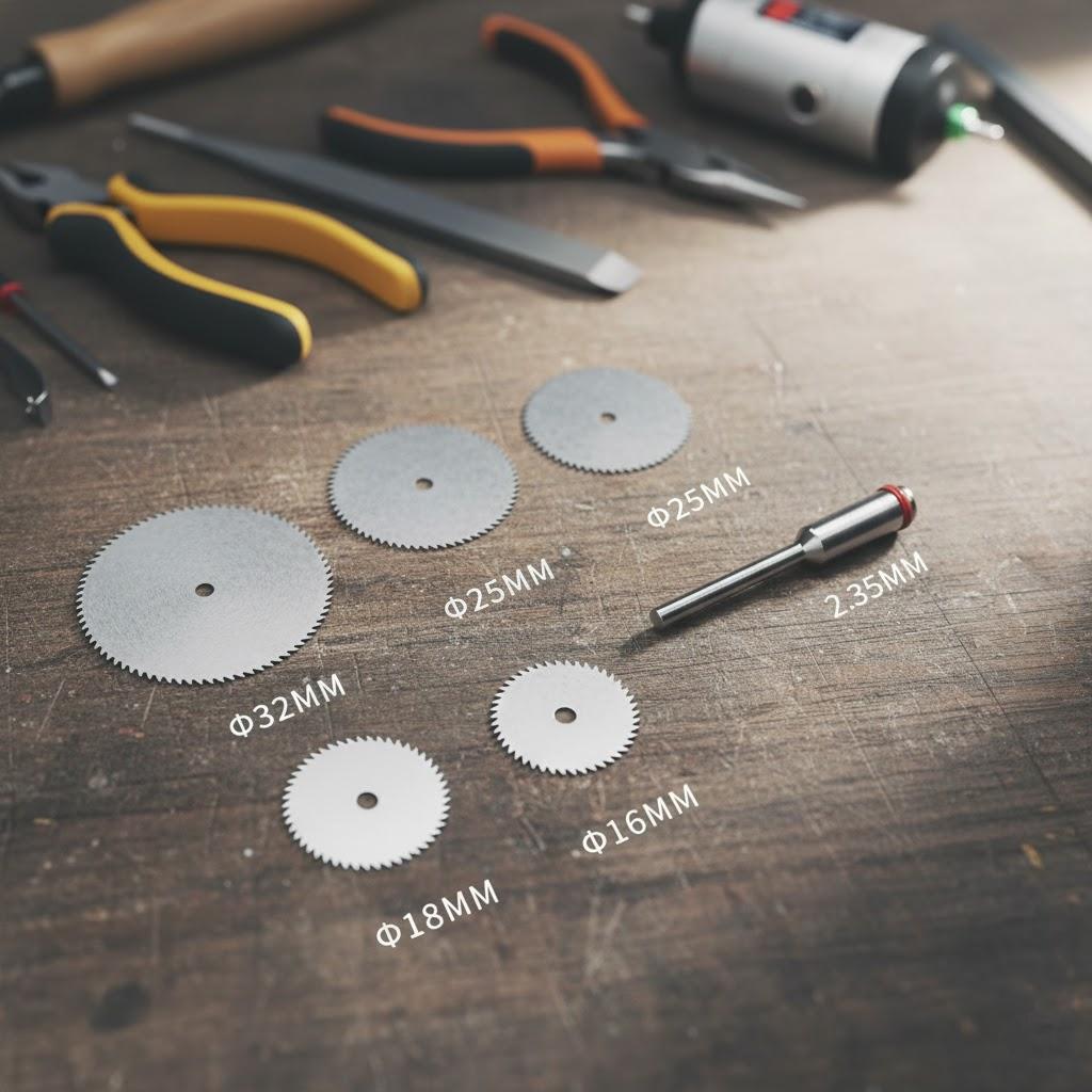6pcs Stainless Steel Cutting Disc Set with Mandrel for Rotary Tool 16-32mm Metal Slice Blade Suitable for Cutting and Engraving