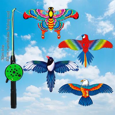 1 Set Children Flying Kite Toy Cartoon Butterfly Mermaid Parrot Magpies Eagle Kite With Handle Kids Flying Kite Outdoor Toys