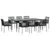 VidaXL Garden Dining Set 9 Pcs Cushions Black Rattan and Steel 3187072