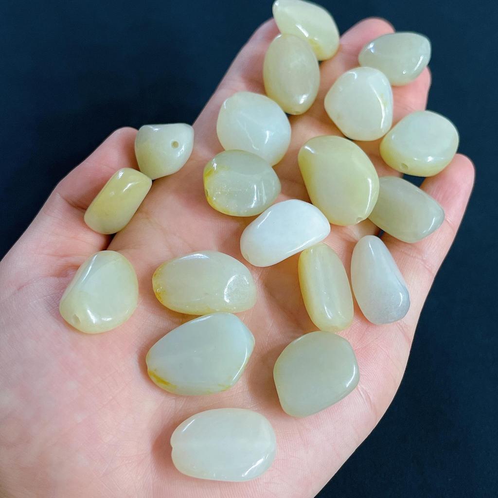 Natural Hetian Jade Four Seasons Beads & Bat Wushi Pai Lotus Seed Prayer Bracelet Pendant DIY Accessory