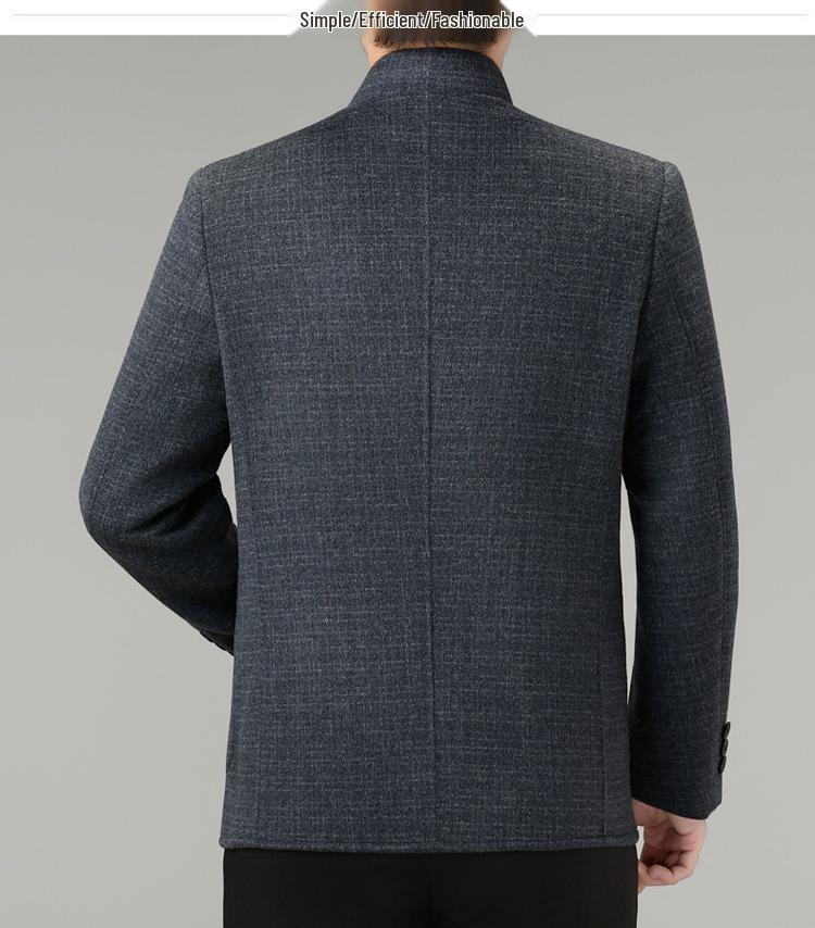 Men's Luxury Double-Faced Wool Coat - Stand Collar Casual Design, Plus Size, Winter Fashion