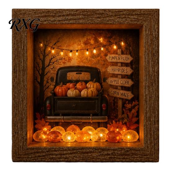Unique Halloween Gifts for Her DIY Shadow Box Night Light Kit, 8.5 Inch Wooden Frame LED Craft Set with Lighted Kits Luminous Stones & Acrylic Panels,
