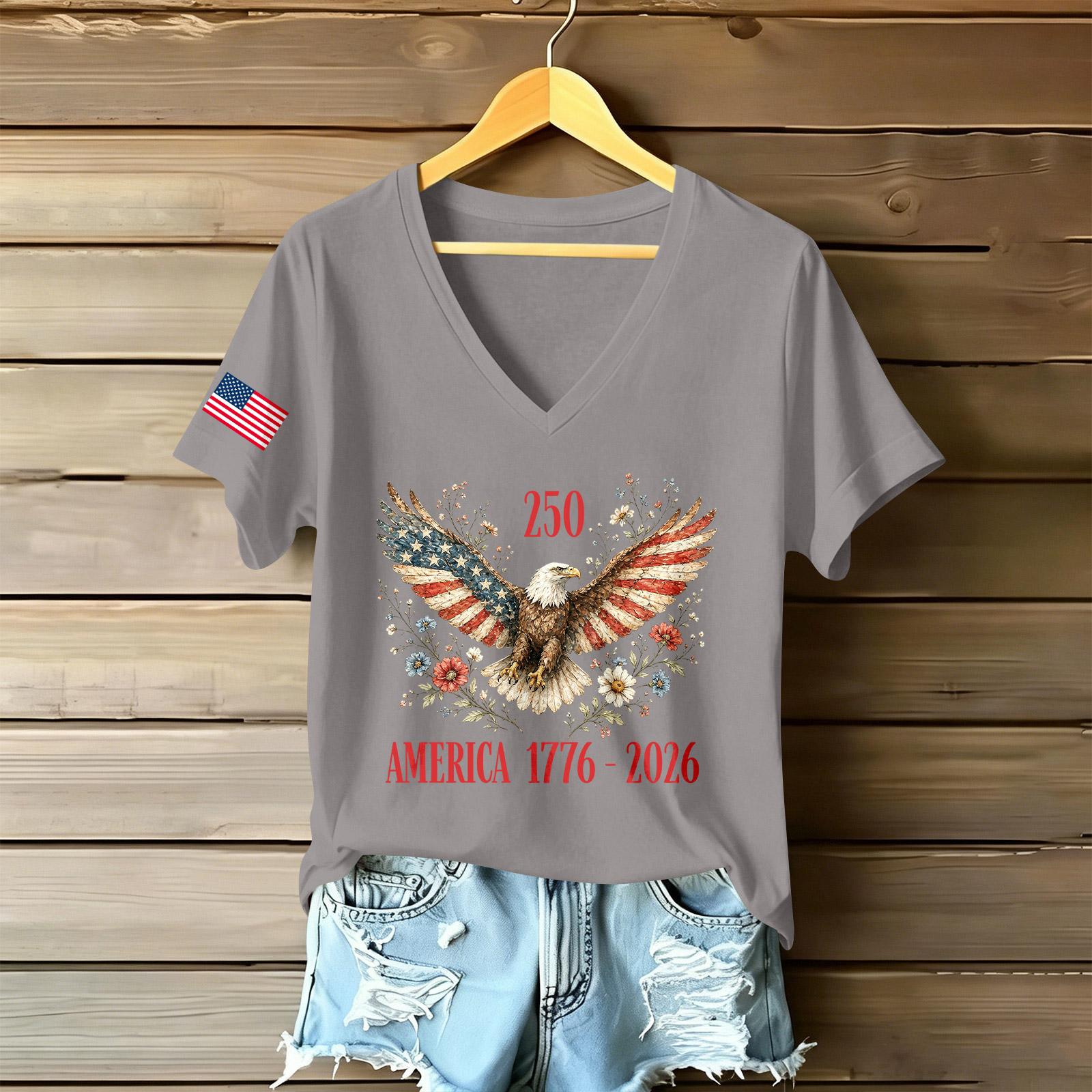 

Women s Fashionable V-Neck Casual Retro Print Short Sleeved T-shirt Top S