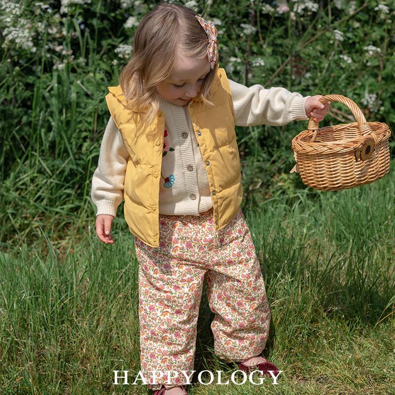 Happyology Girls Embroidered Duck Down Puffer Vest 2Y