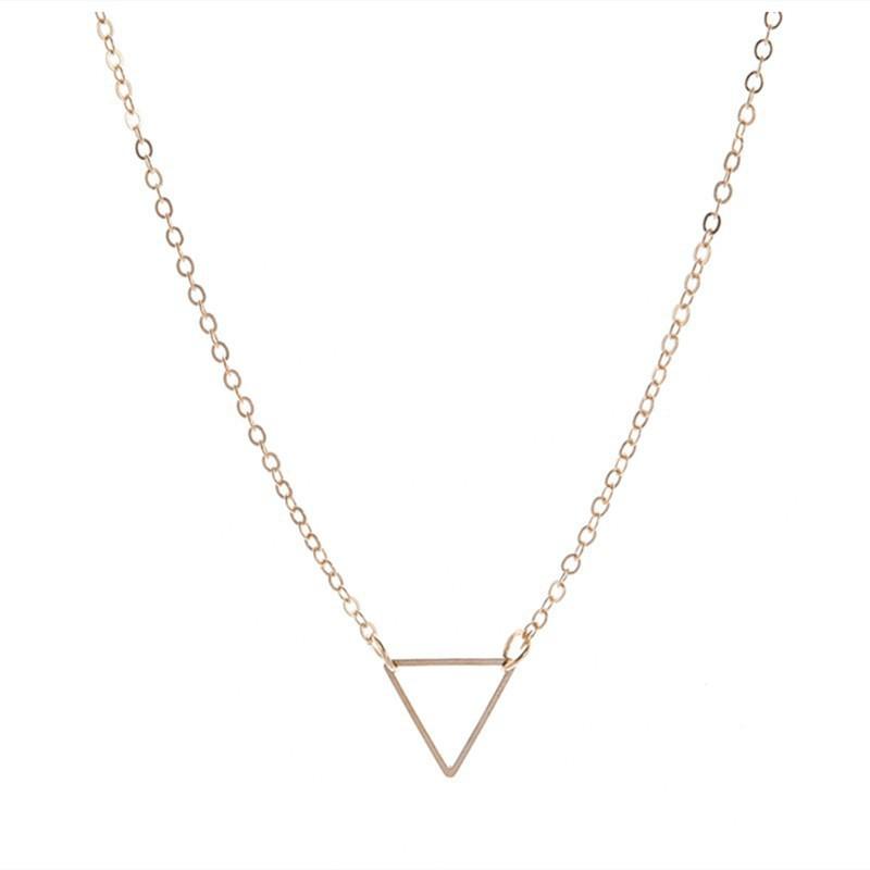 Fashion street photography women's versatile accessories, simple metal hollow triangular collarbone chain necklace