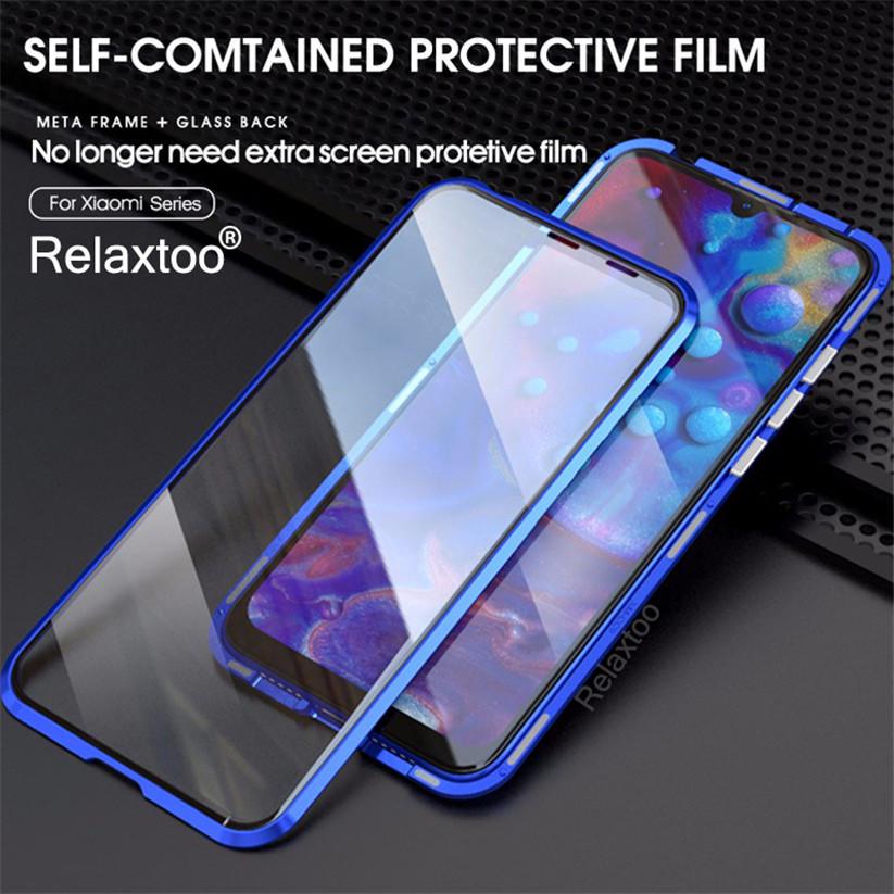 Funda Magnética para Xiaomi Redmi 6A,[360 Protección de Cuerpo Completo]Funda de Adsorción Magnética Marco Metal de Ultra Delgada Transparente Vidrio Contraportada Cover para Xiaomi Redmi 6A