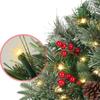 Pre-lit Christmas Tree Urn Filler Battery Operated Artificial Xmas Tree with Cones Berries Holiday Porch Planter Filler with Tripod Stake And LED