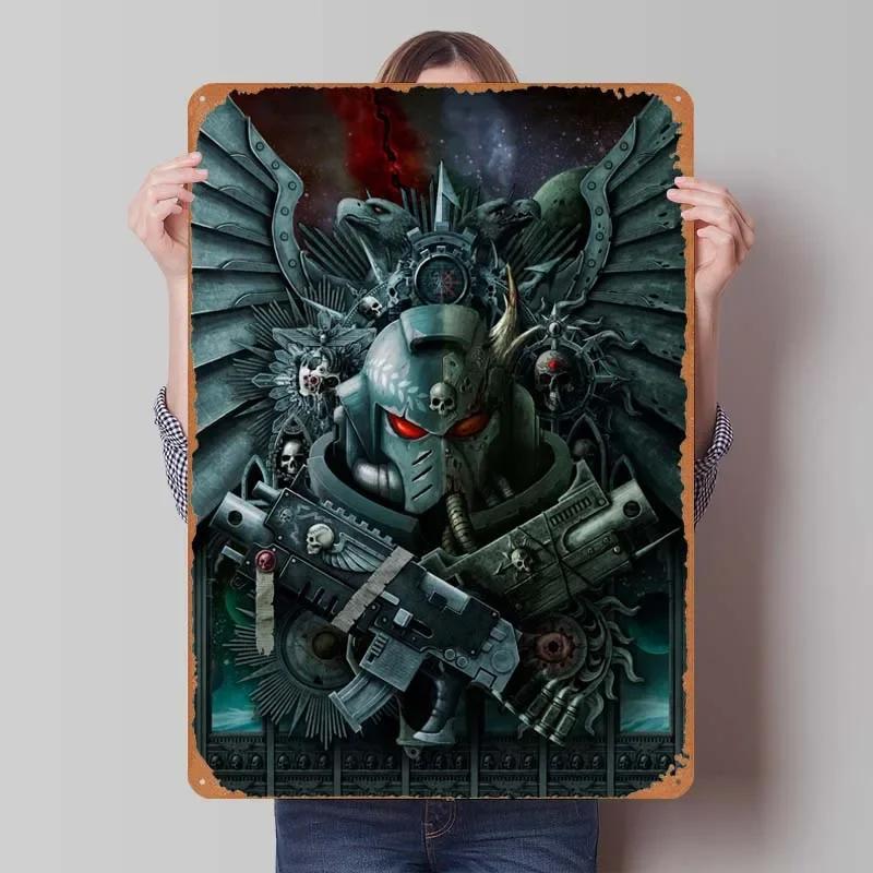 W-Warhammers Metallschild Anpassbare Spieleposter Vintage Heimdekoartikel Retro Blechschild für Gamerzimmer-Dekoration Wand