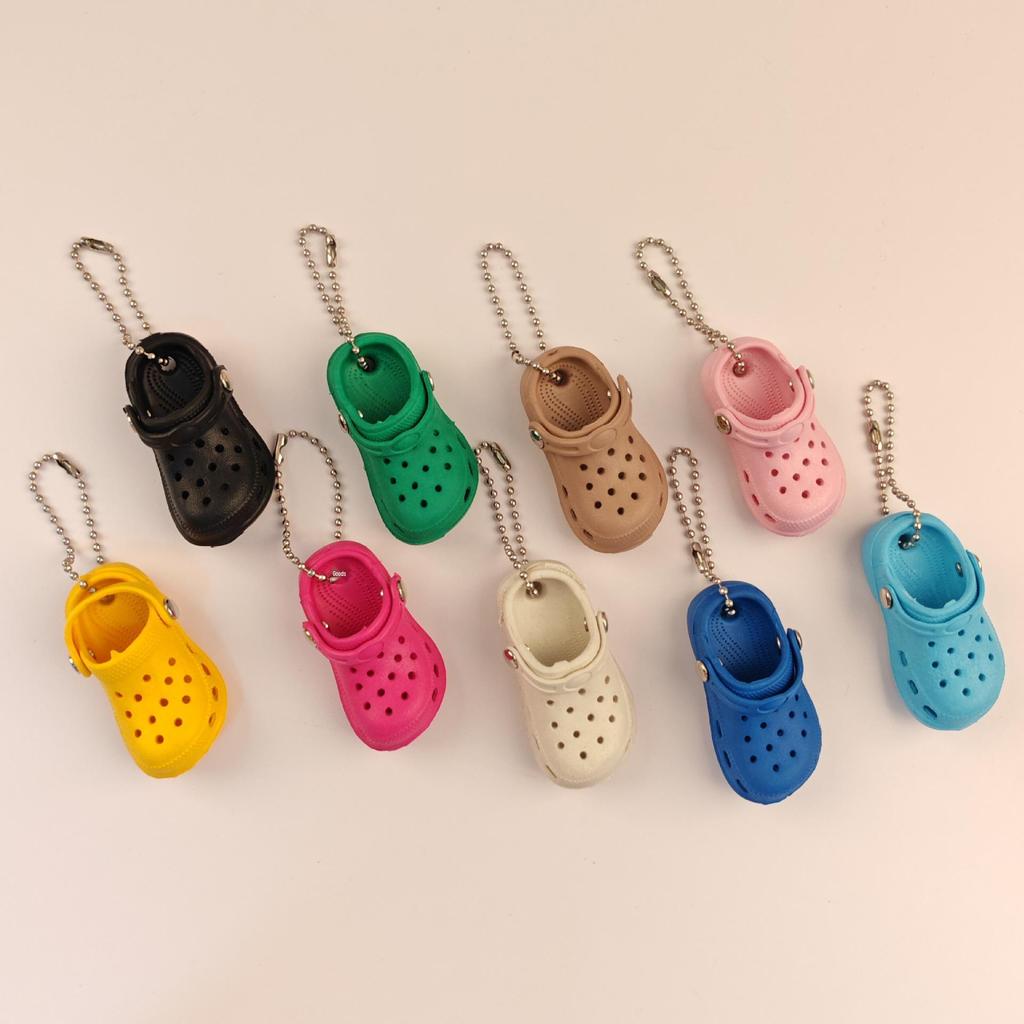 Mini Slipper Pendant: Cute Whale Hole Shoes Keychain for Couples
