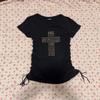 European and American Casual Personalized Hot Diamond Round Neck Slim Fit Women's Top