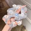 Women Korean Flowers Ponytail Holder Embroidery Elastic Scrunchie Hair Rope Rubber Band Hair Tie