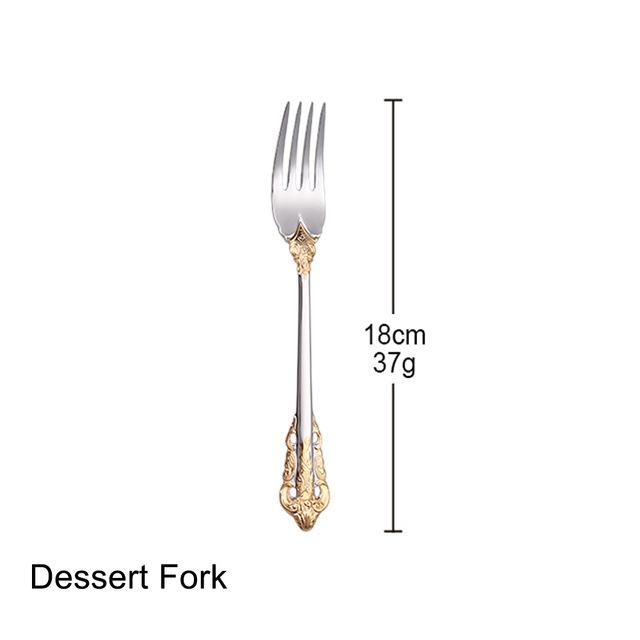 304 Stainless Steel Knife, Fork, Spoon, Retro Palace Relief, Western Cuisine Steak, Knife, Fork, Dessert, Western Tableware