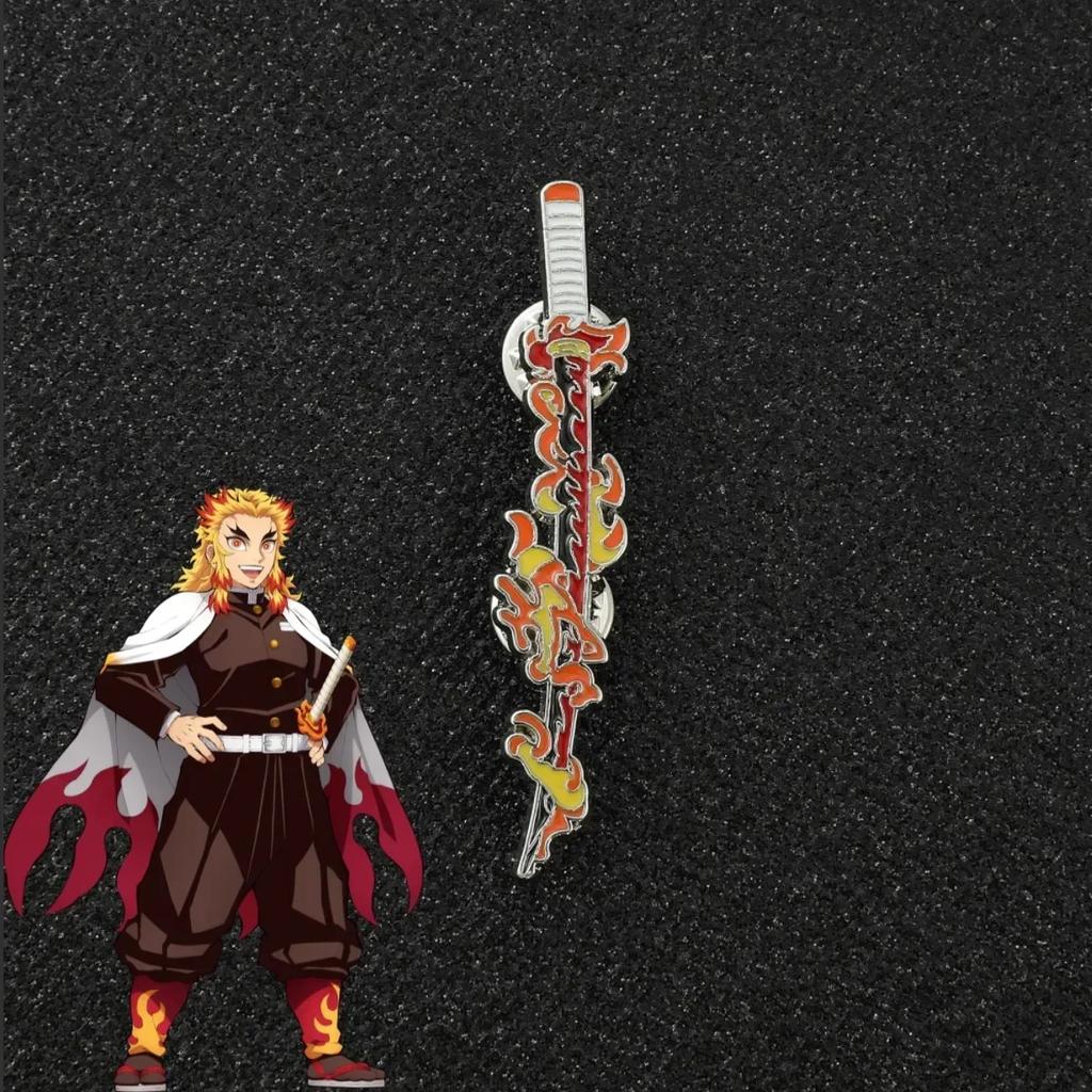 Demon Slayer Sword Pins Kimetsu No Yaiba Metal Katana Anime Accessories Badge Shinobu Brooches Tanjirou Enamel Backpack Pin Gift