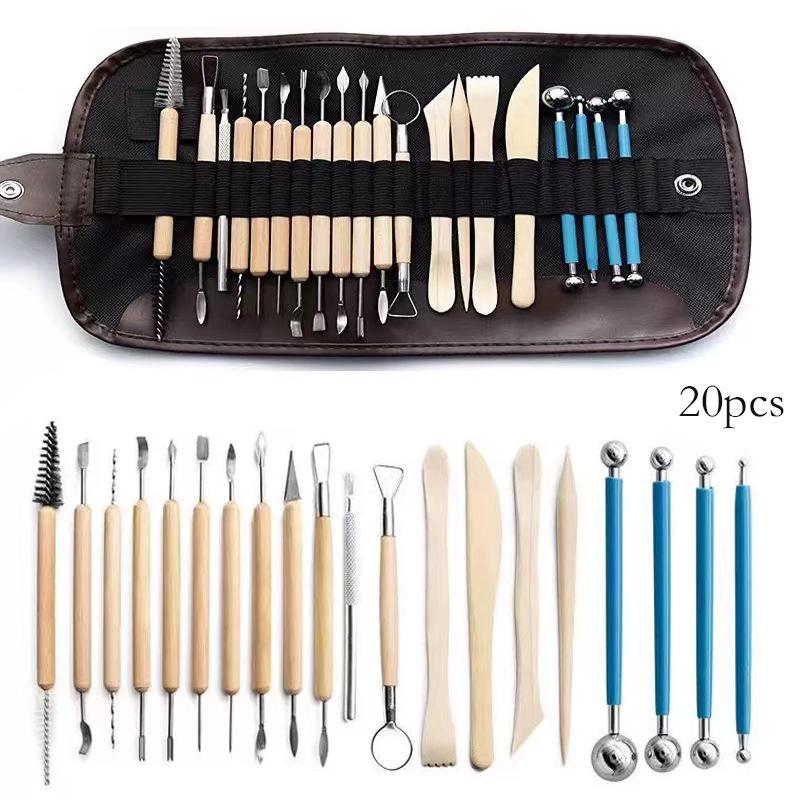 

Набір керамічних інструментів для міжкордонної торгівлі з 24 предметів - Інструменти для ліплення з глини та полімерної глини для DIY