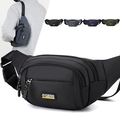 Marsupio da uomo, multifunzionale, per sport all'aria aperta, multistrato, per cellulare, impermeabile, grande capacità, borsa a tracolla