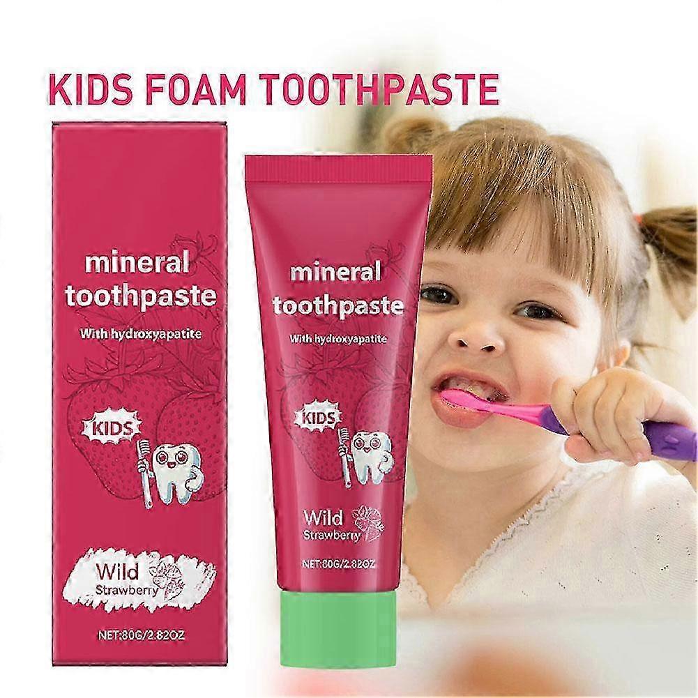 For Kids Strawberry Probiotic Hydroxyapatite Toothpaste 80g Fluoride Free Safe Swallowable Enamel Repair Cavity Protection