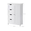 VASAGLE Bathroom Floor Storage Cabinet, Wooden Storage Unit with 4 Drawers, Single Door, Adjustable Shelf, for Living Room, Kitchen, Entryway, White