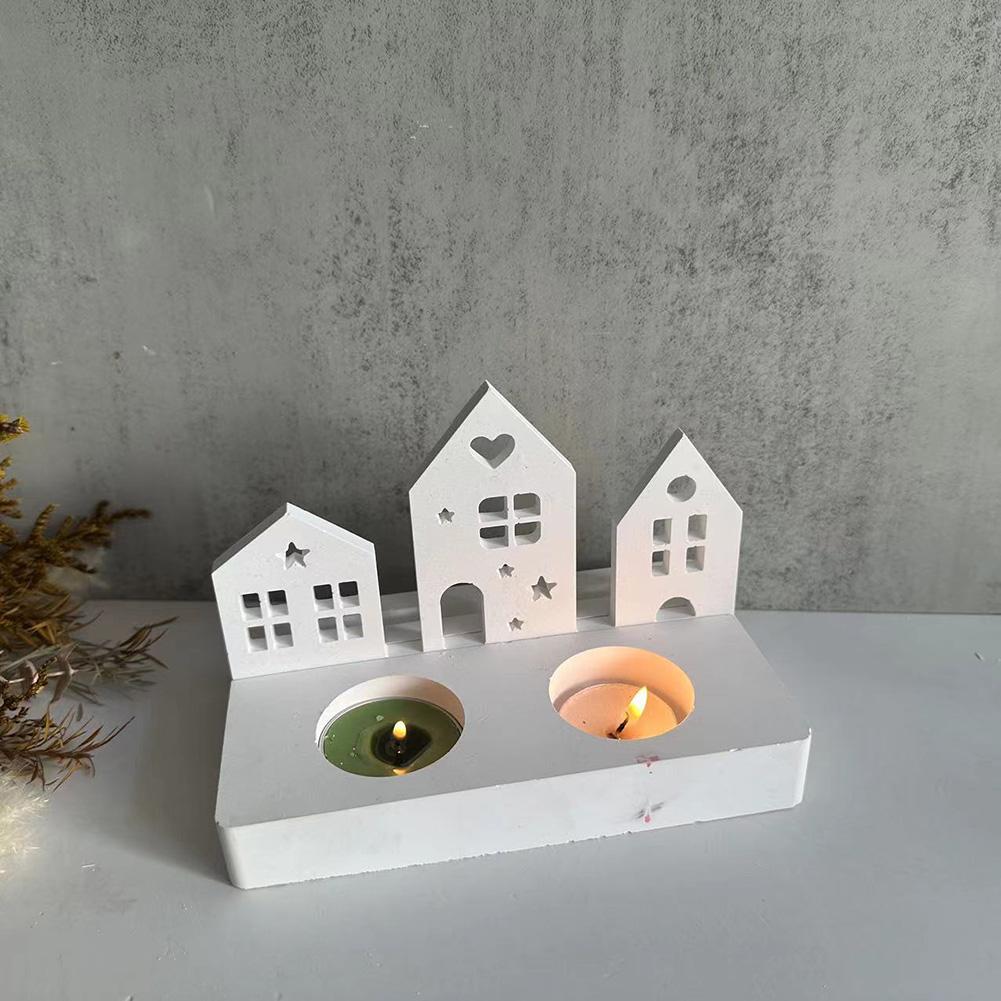 Silicone House 3D Moulds Reusable House Handicraft Mold Ornament Versatile House Shaped Candlestick Mould for Table Decoration