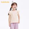 Balabala T-shirt for girls, short sleeved children's top, summer new style, striped T-shirt, sweet little fly sleeves