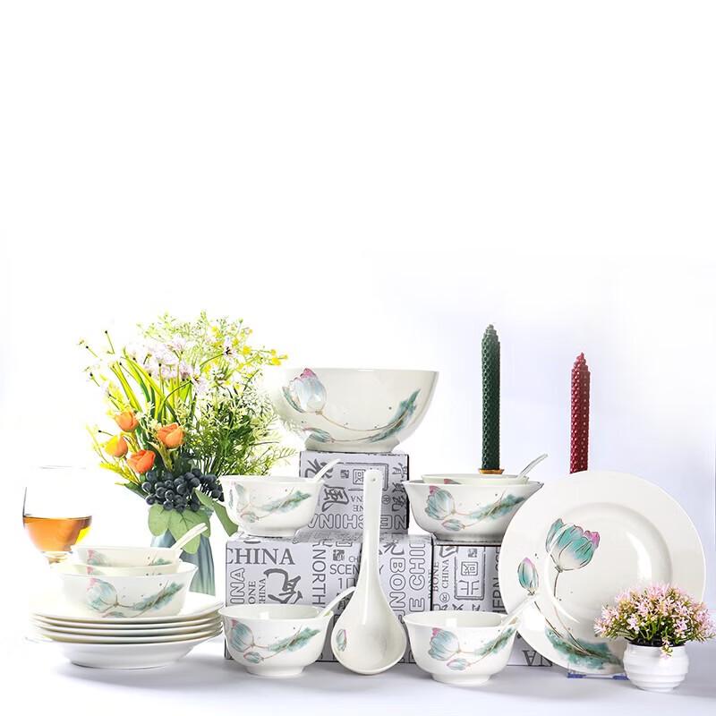 Northern Scenery Bone China 22-Piece Dinnerware Set