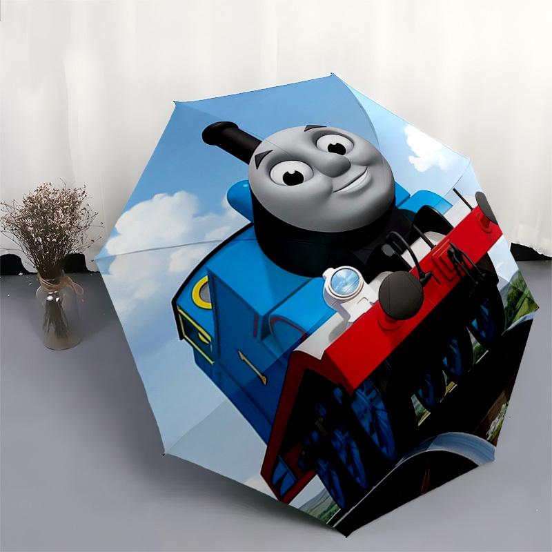 Train, Engine Themed Automatic Opening and Closing Umbrella, Compact Travel Umbrella, Lightweight and Portable, Suitable for Beach Commuting