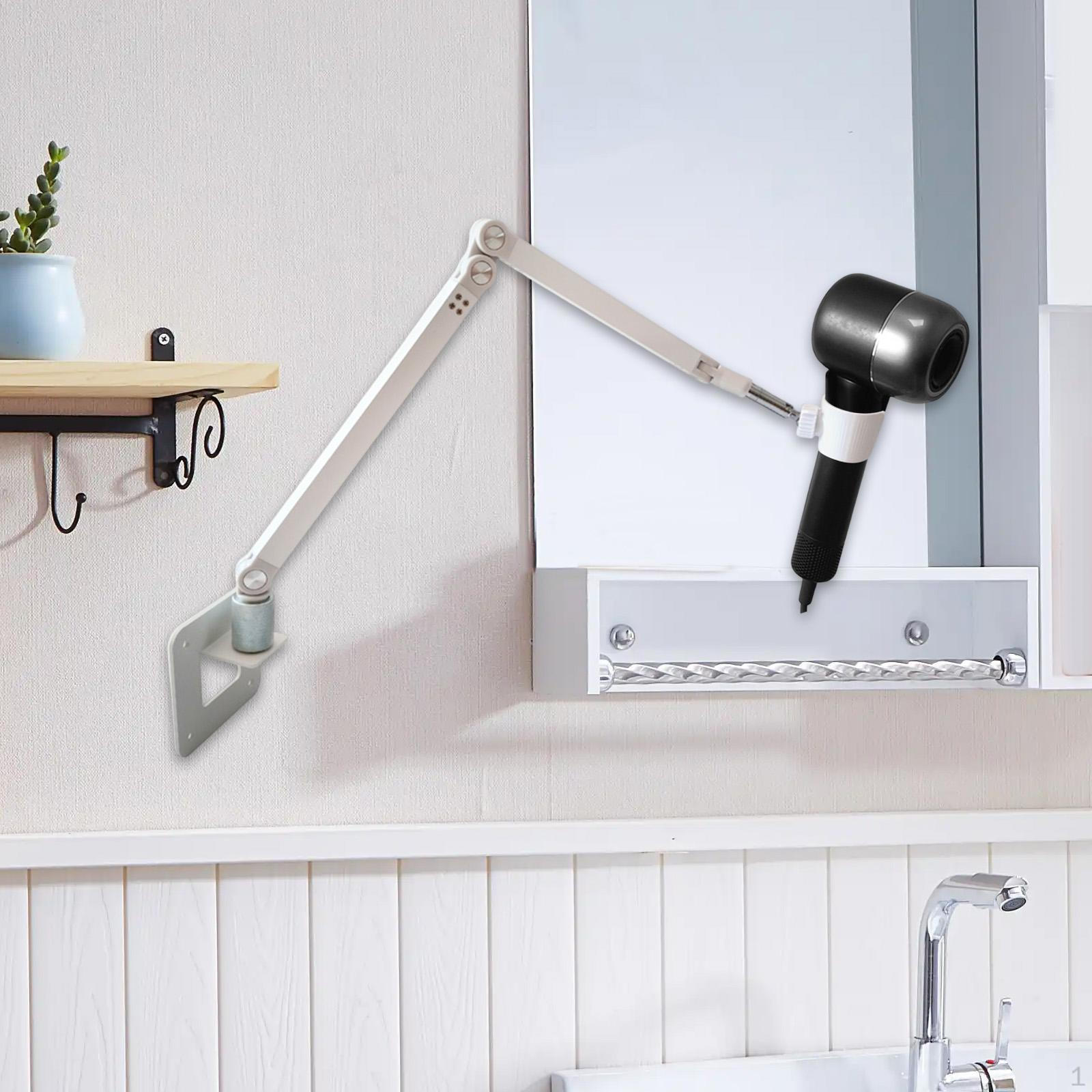 

Держатель фена настенный регулируемый кронштейн для ванной комнаты дома White Long Arm