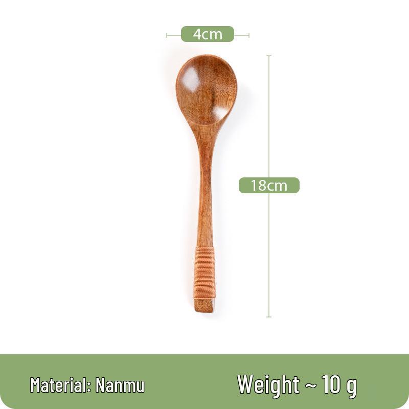 Cuillère à soupe japonaise Nanmu en bois petit - Bois massif pour remuer et boire la soupe