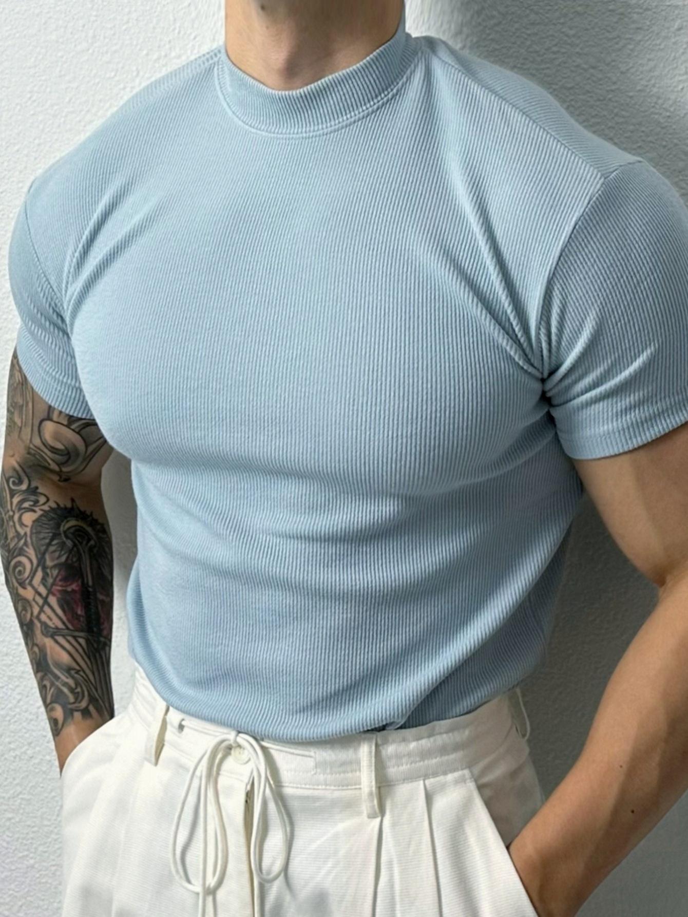 

Men s European-Size Short-Sleeve High Collar Stretch T-Shirt XXL (EU size)
