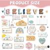 Boho Affirmation Station Bulletin Board Classroom Decorations Set Motivational Rainbow Believe That You Can Paper Cutouts for Welcome Back To School