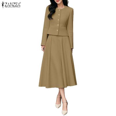 Women Long Sleeve Blouse and Skirts Casual Two Piece Suit Sets